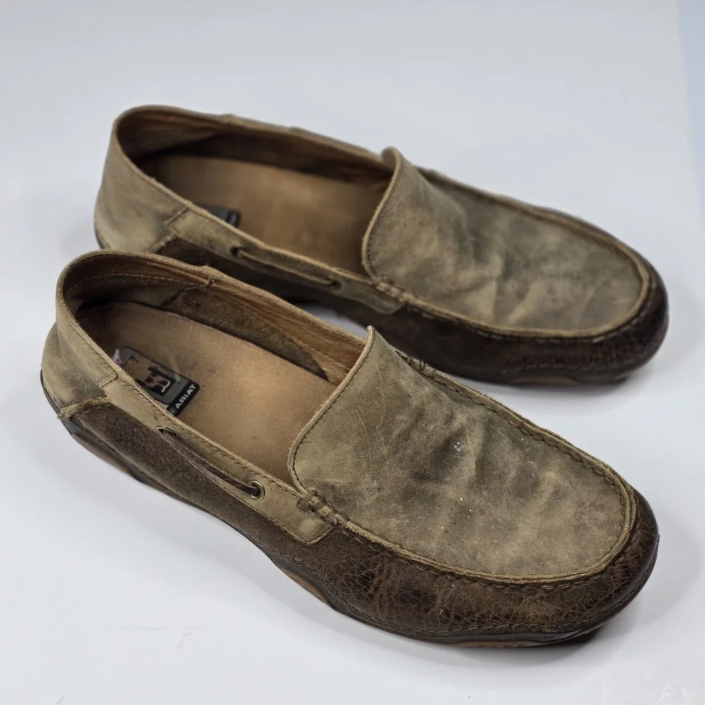 Ariat Gleeson Earth Brown‎ Suede Leather Slip-On Loafer Shoes Mens Size 13D